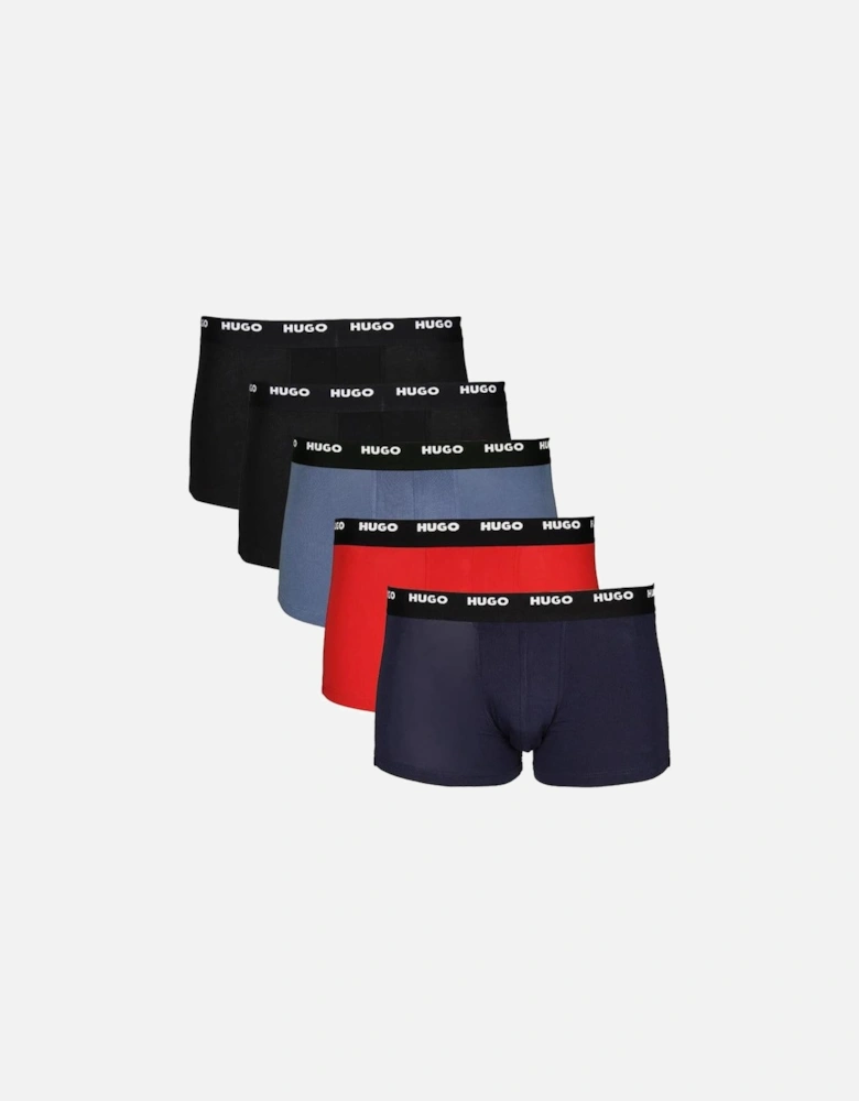 HUGO 5-Pack Boxer Trunks, Black/Blue/Red