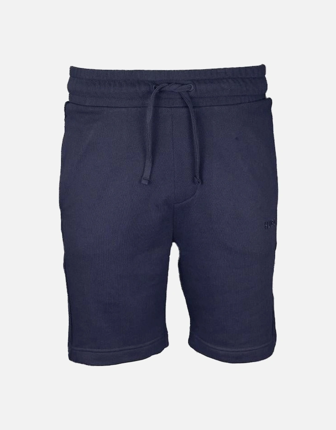 HUGO Cotton Terry Tonal Logo Shorts, Dark Blue, 4 of 3