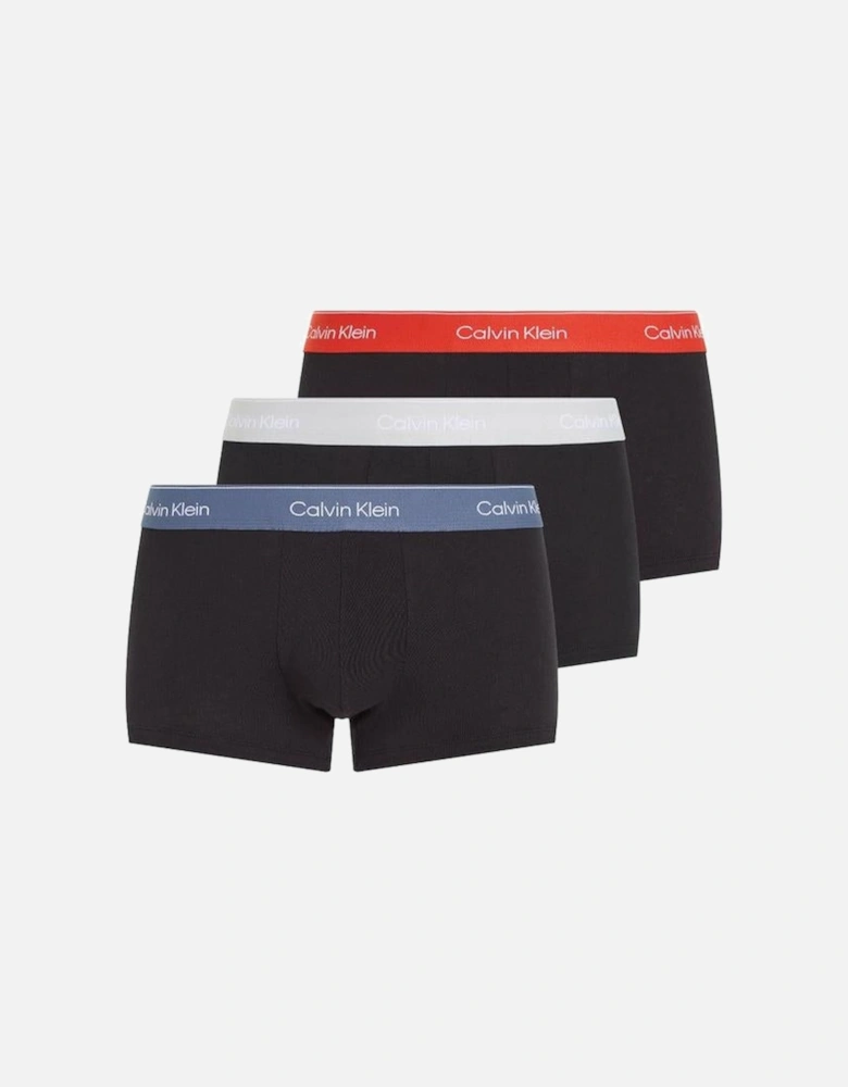 3-Pack Icon Cotton Stretch Low Rise Boxer Trunks, Black / Vintage Indigo / Micro Chip / Molten