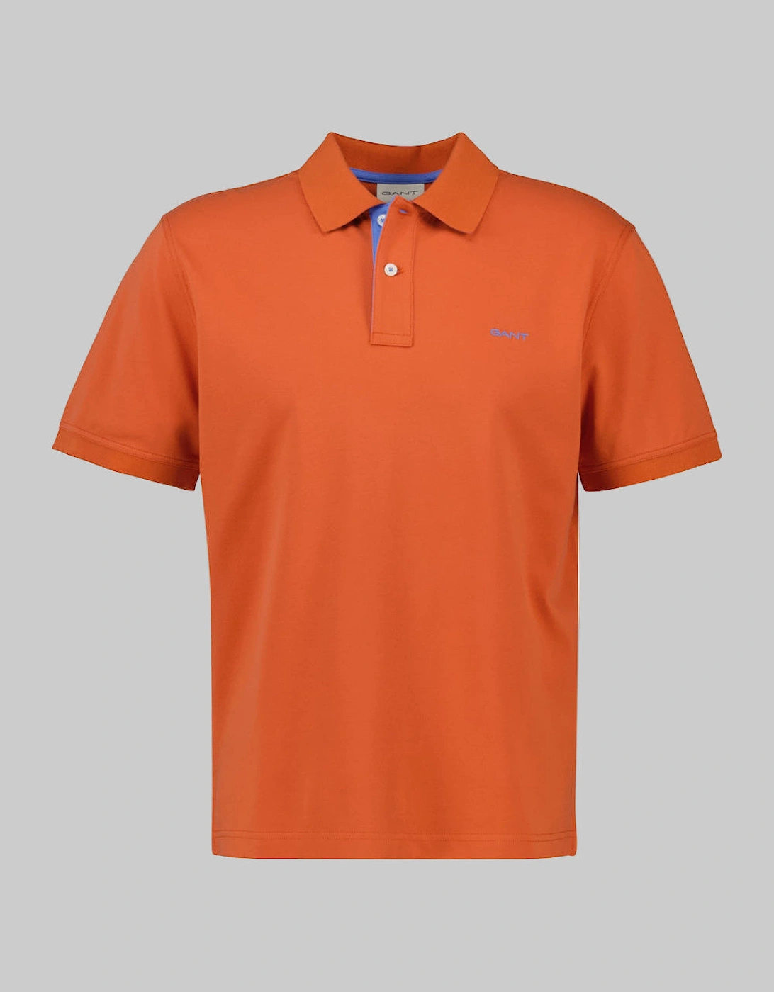 Regular Contrast Pique Polo Shirt, Deep Orange, 2 of 1