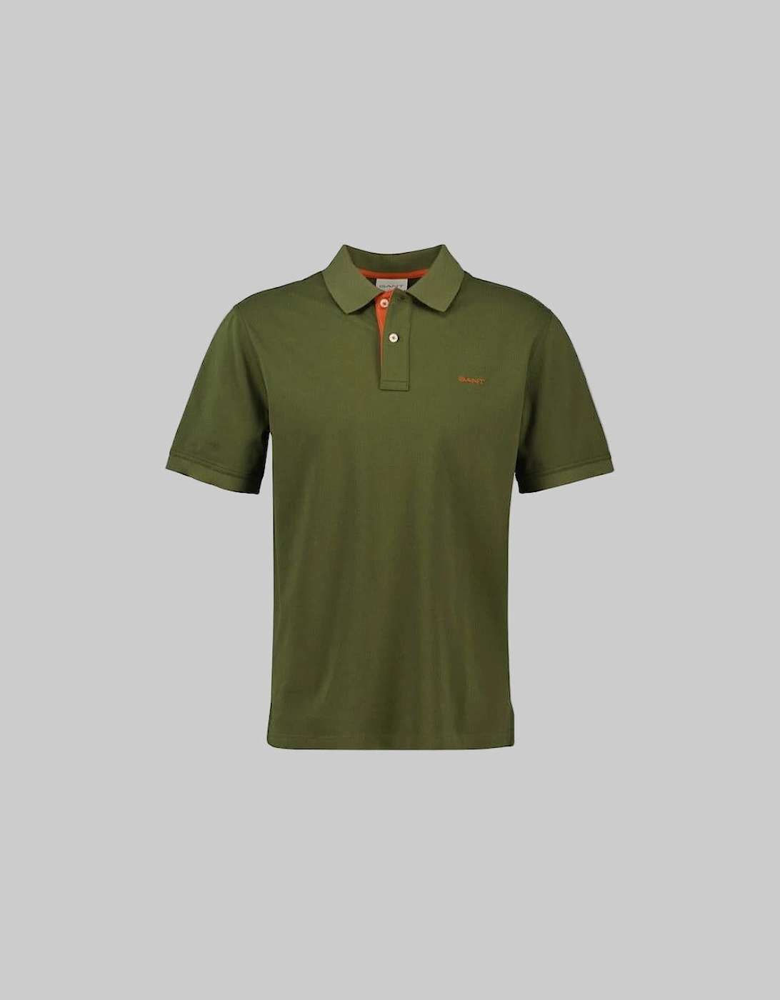 Regular Contrast Pique Polo Shirt, Moss Green, 2 of 1