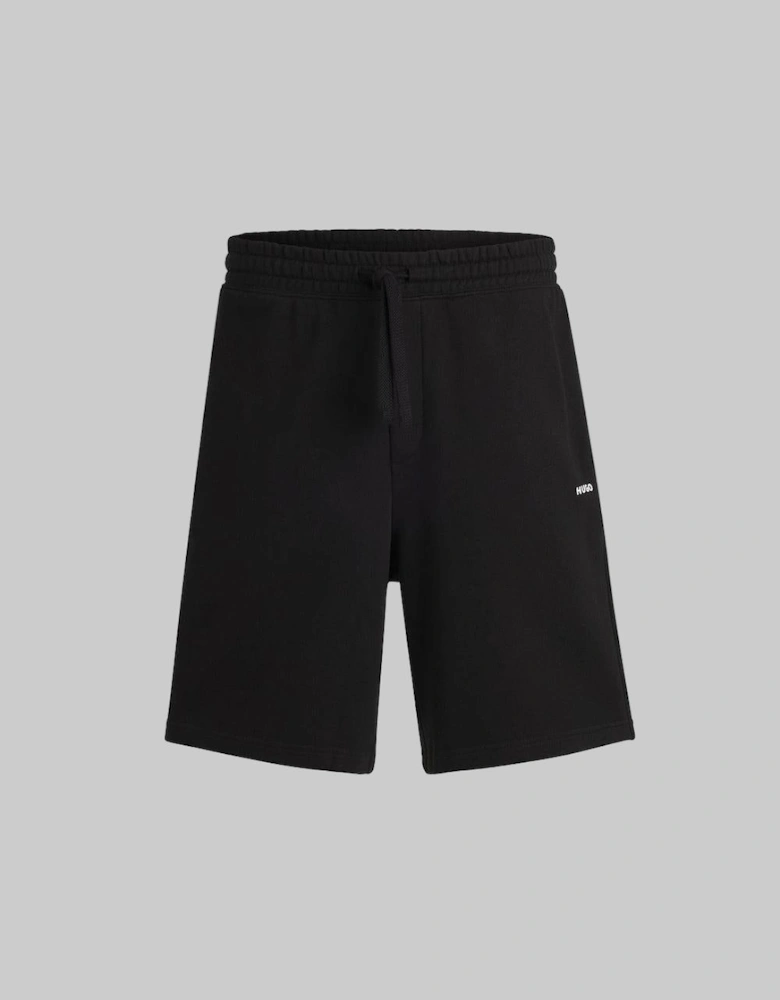 HUGO "Dayono" Relaxed-fit shorts in cotton terry with logo print, Black
