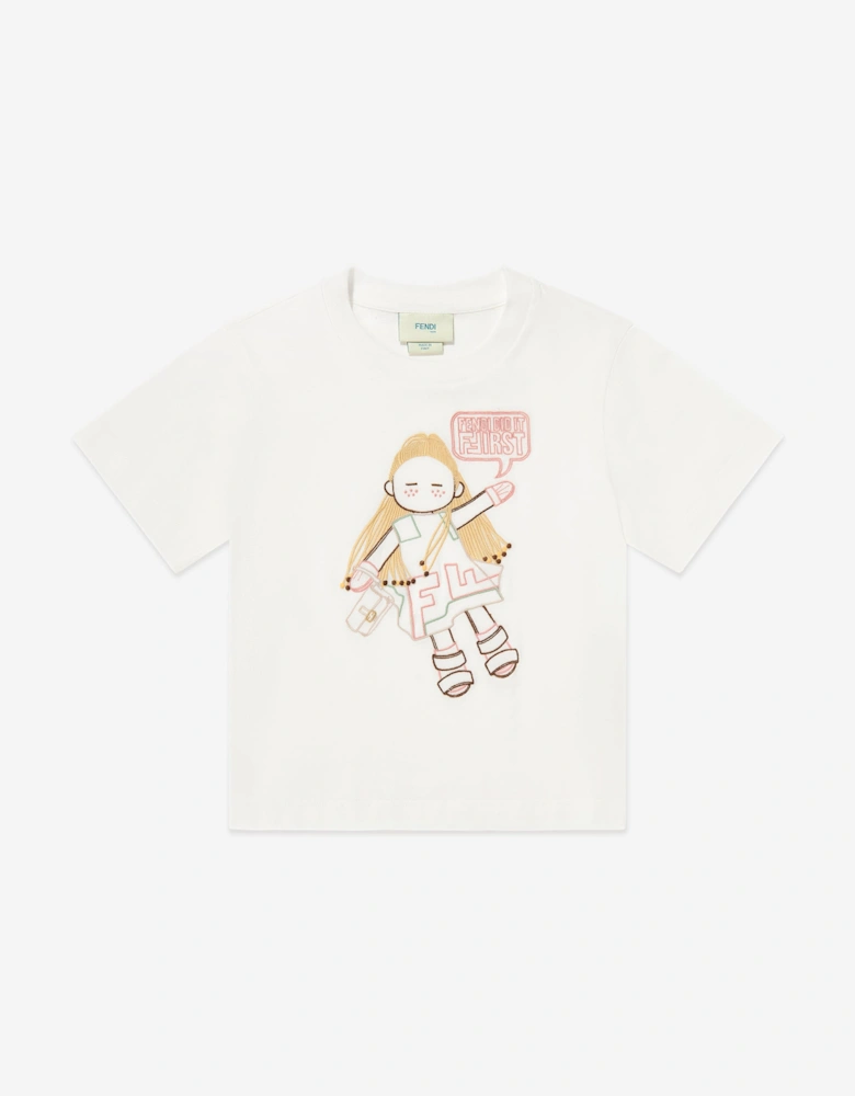 Girls Graphic Print T-Shirt in White