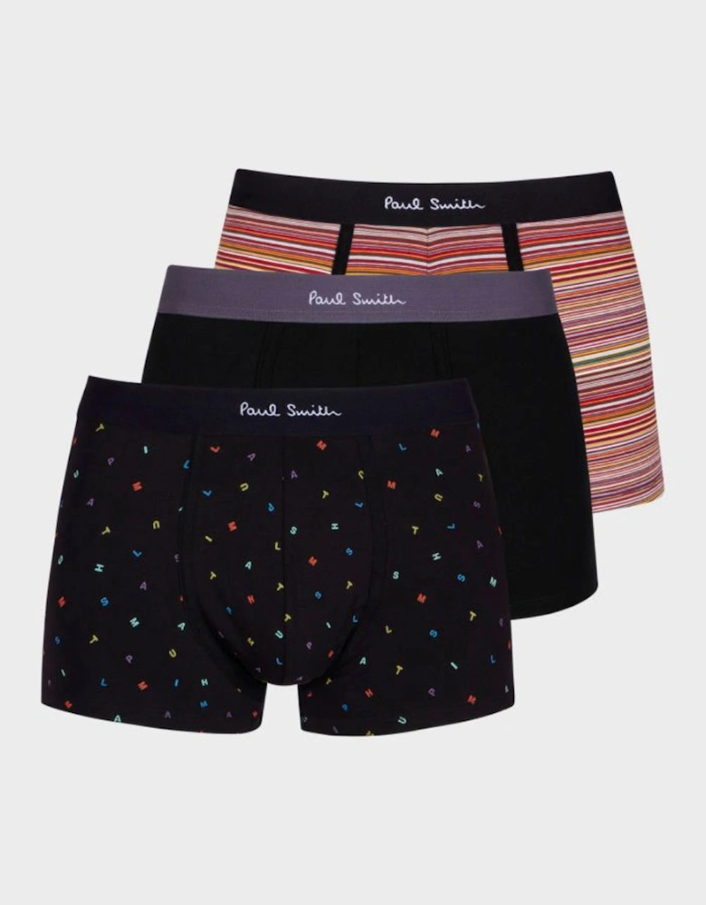 3-Pack Men's Trunks Black/Print/Signature