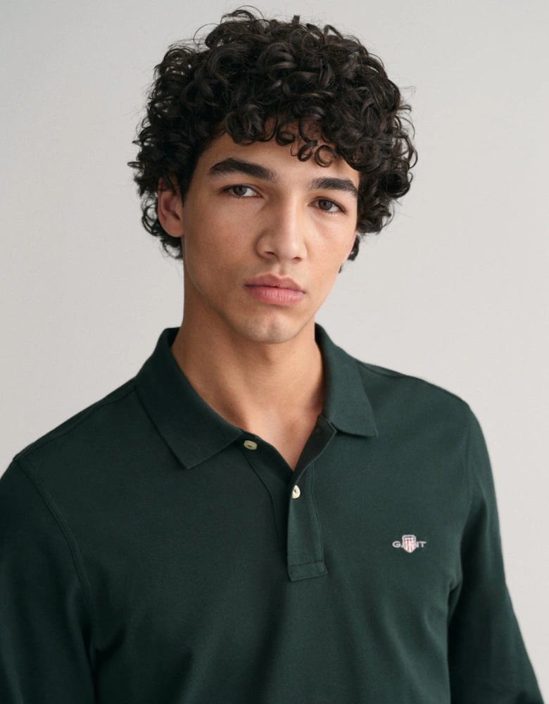 Reg Shield Long-Sleeve Pique Rugger Top, Tartan Green