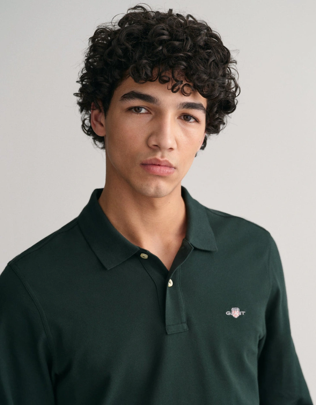 Reg Shield Long-Sleeve Pique Rugger Top, Tartan Green