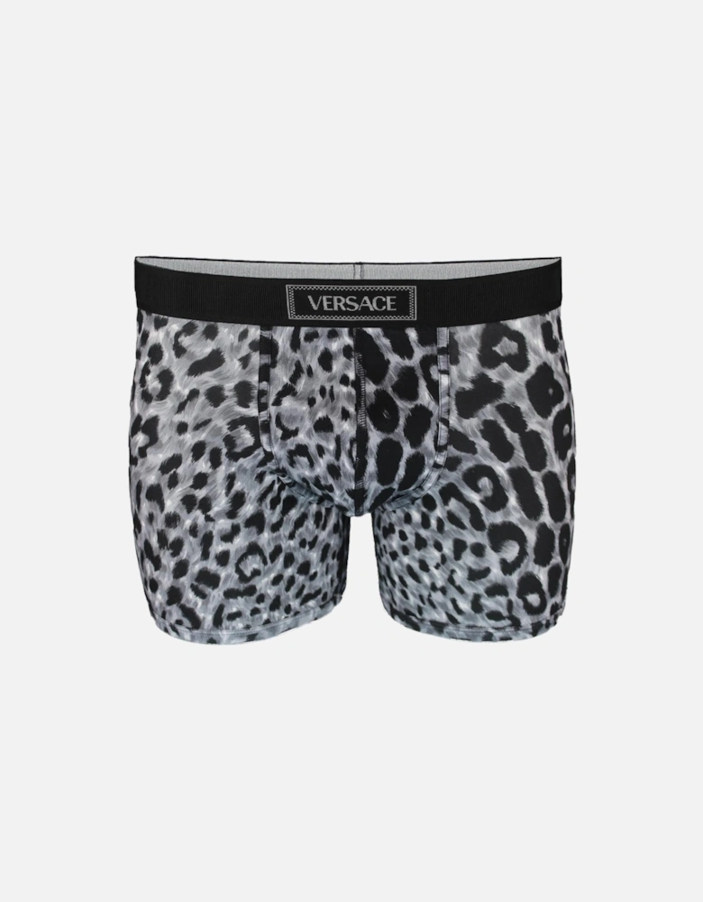 Organic Jersey  leopard Boxer Brief with Tag Waistband, Black/Grey