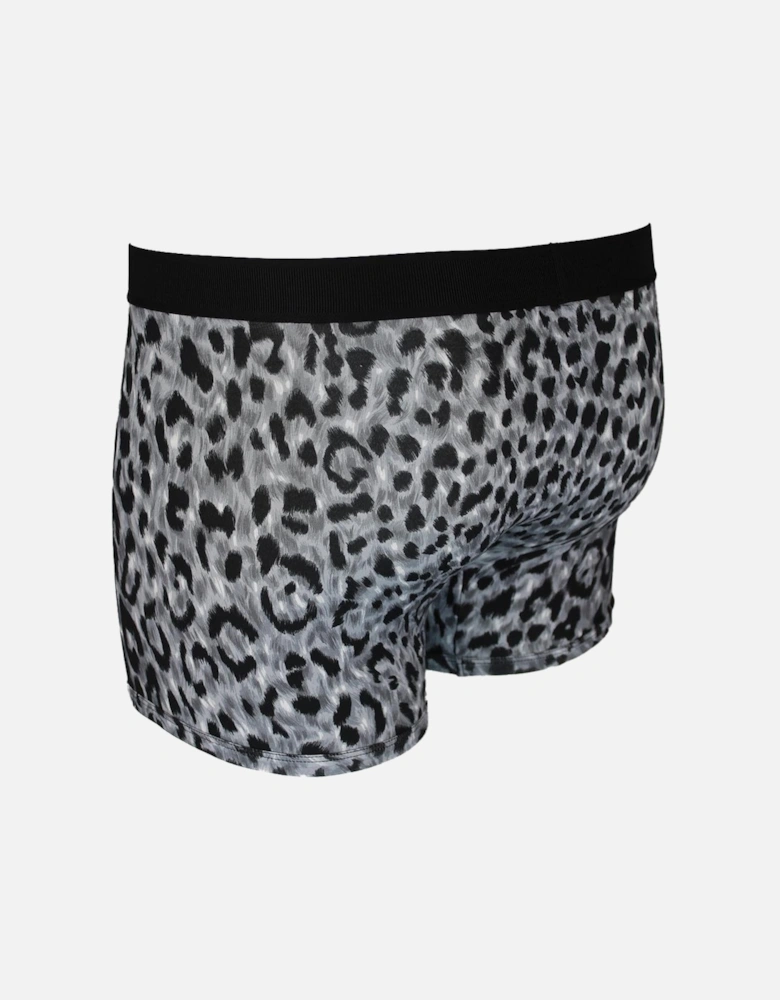 Organic Jersey  leopard Boxer Brief with Tag Waistband, Black/Grey