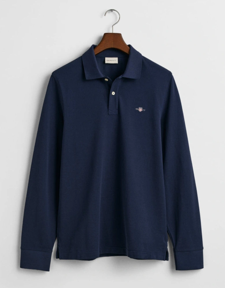 Reg Shield Long-Sleeve Pique Rugger Top, Evening Blue