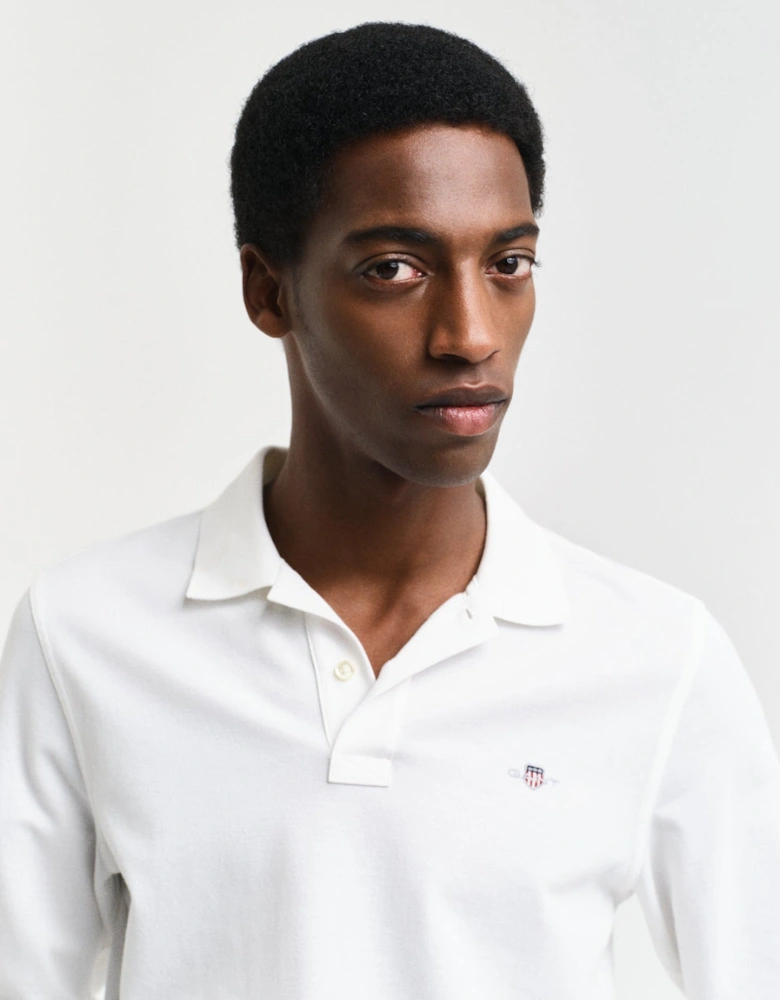 Reg Shield Long-Sleeve Pique Rugger Top, White