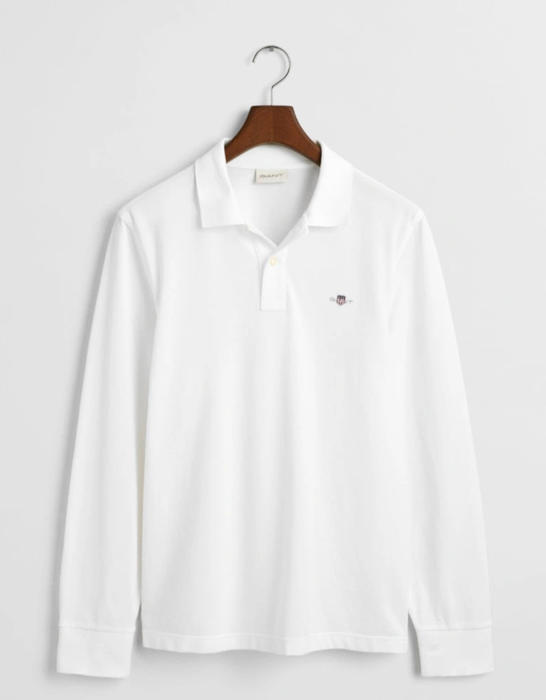 Reg Shield Long-Sleeve Pique Rugger Top, White