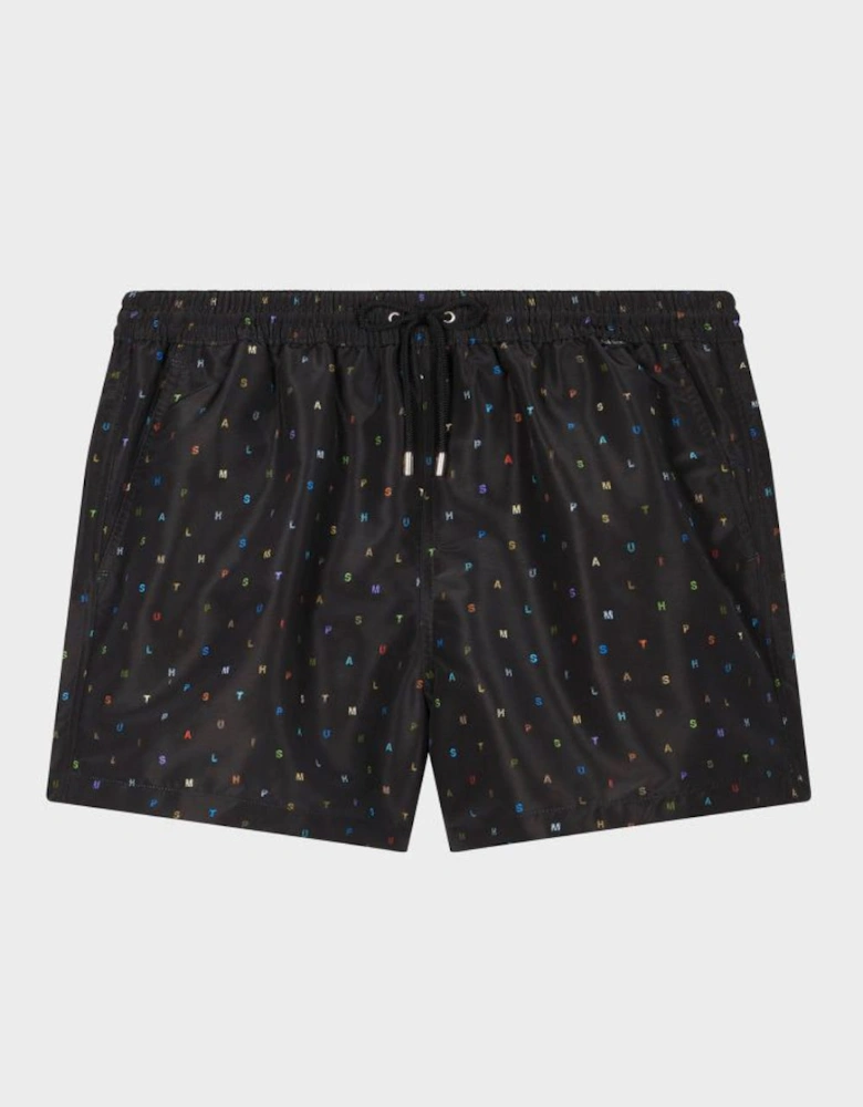 Men Swim Shorts PS Stamp, Black