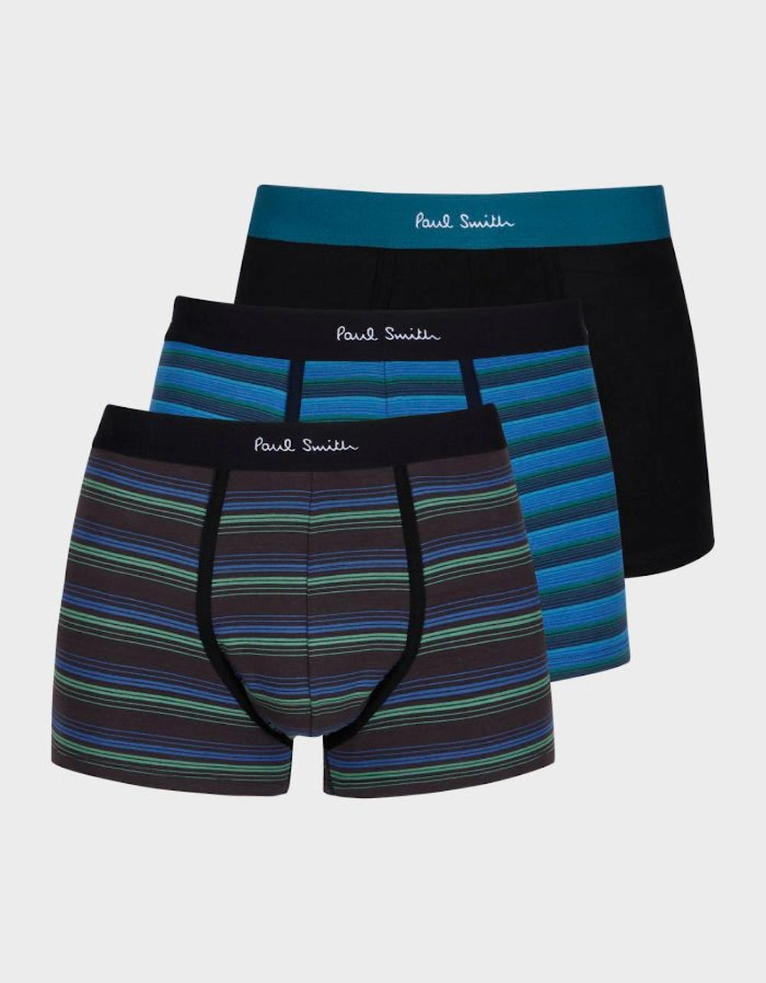 3-Pack Men's Trunks Stripe/Plain, 5 of 4