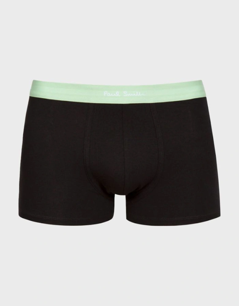 3-Pack Classic Boxer Trunks with Colour Waistband, Black