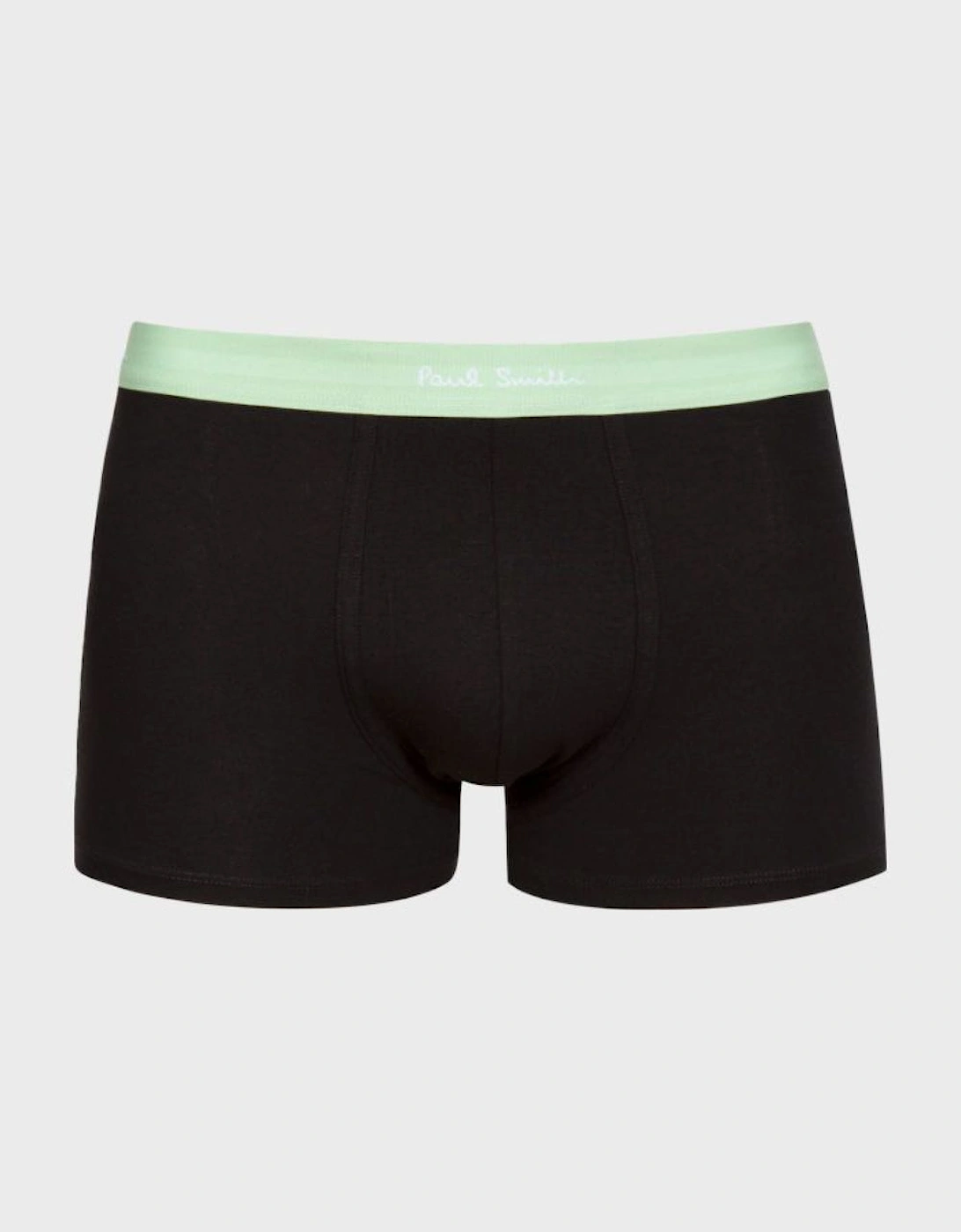3-Pack Classic Boxer Trunks with Colour Waistband, Black