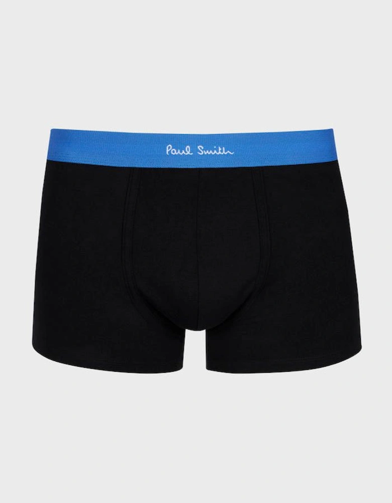 3-Pack Boxer Trunks with Coloured Waistband, Black