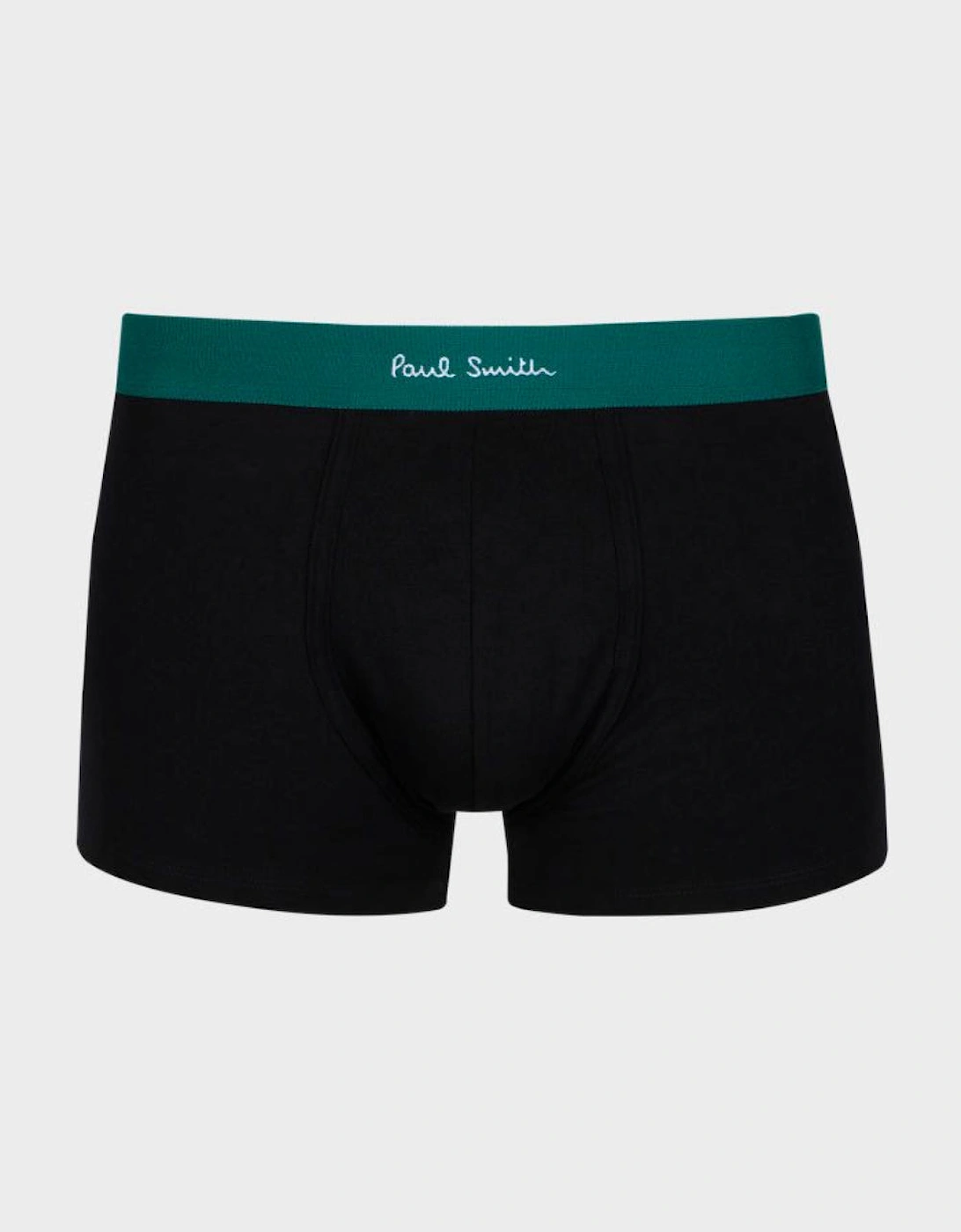 3-Pack Boxer Trunks with Coloured Waistband, Black