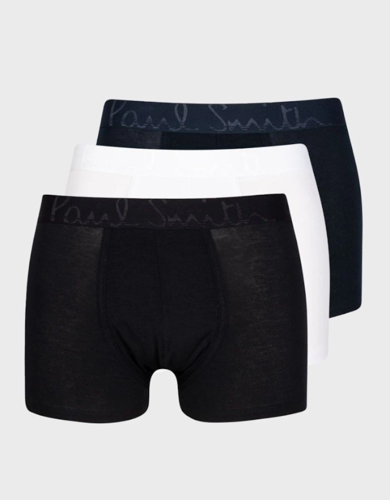 3-Pack Men's Bold Logo Modal Trunks, Black/Navy/White