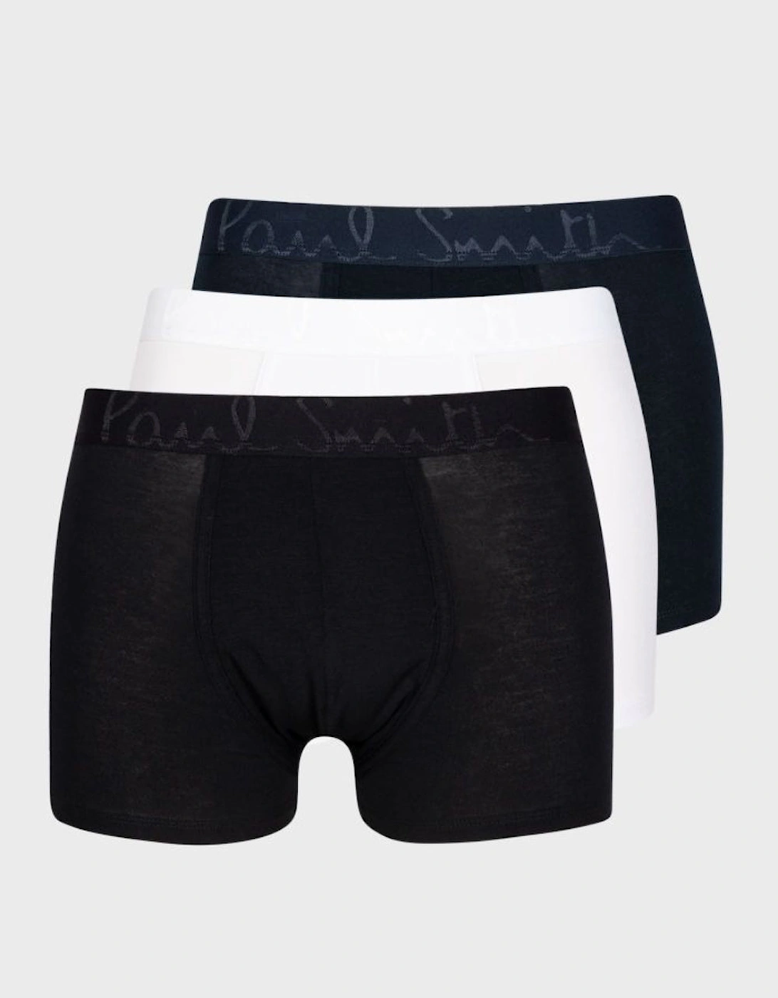 3-Pack Men's Bold Logo Modal Trunks, Black/Navy/White, 5 of 4
