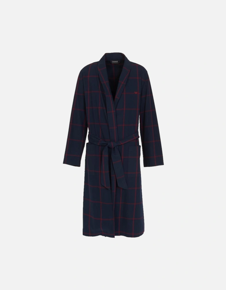 Nightwear Dressing Gown, Armani Blue/ Rhubarb Check