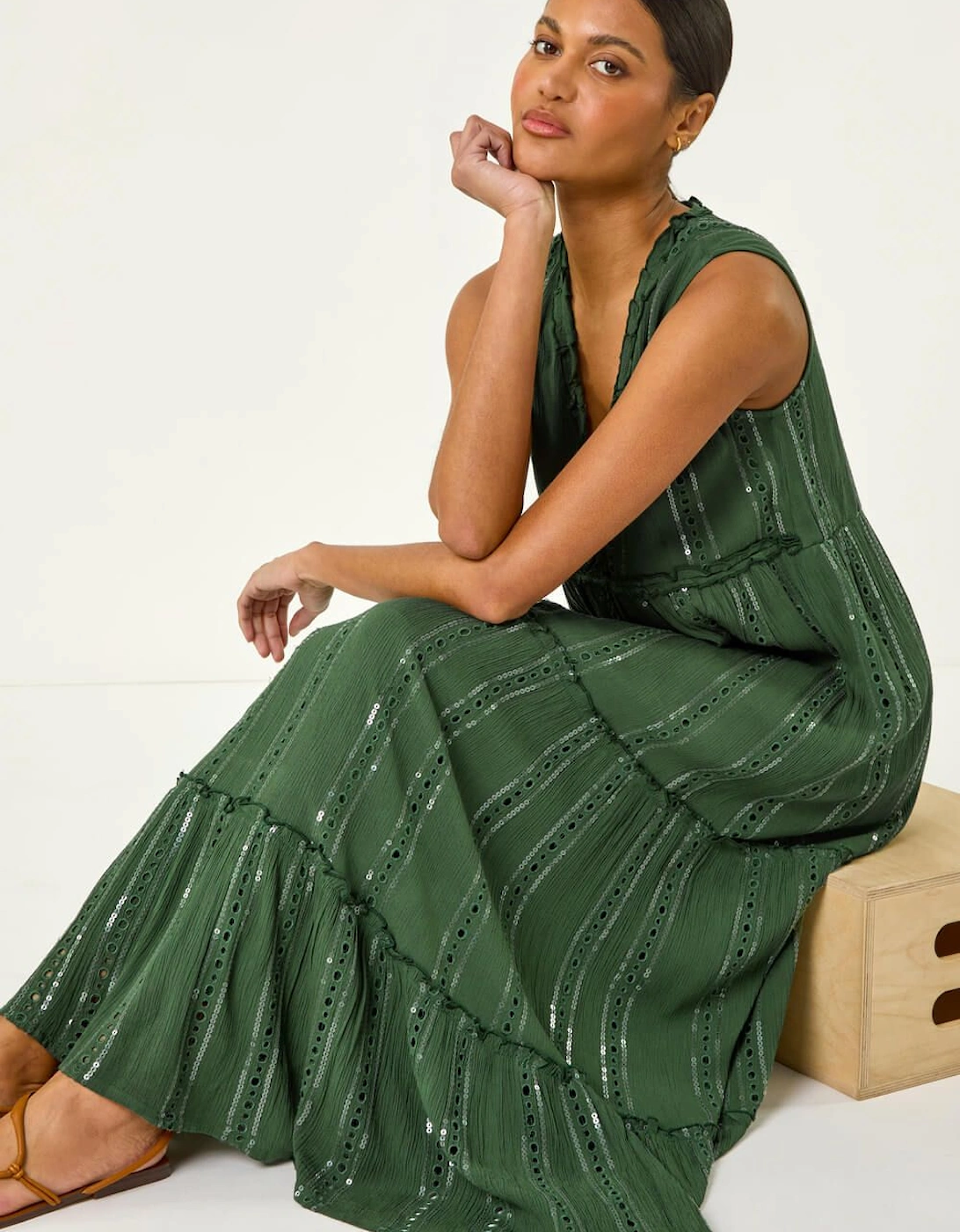 Sequin Tiered Maxi Dress, 2 of 1