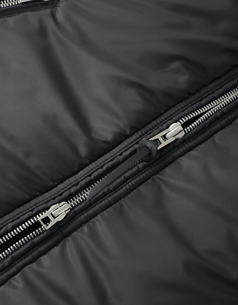 Nylon Front Merino Cardigan Black