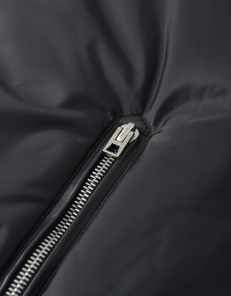 Nylon Front Merino Cardigan Black