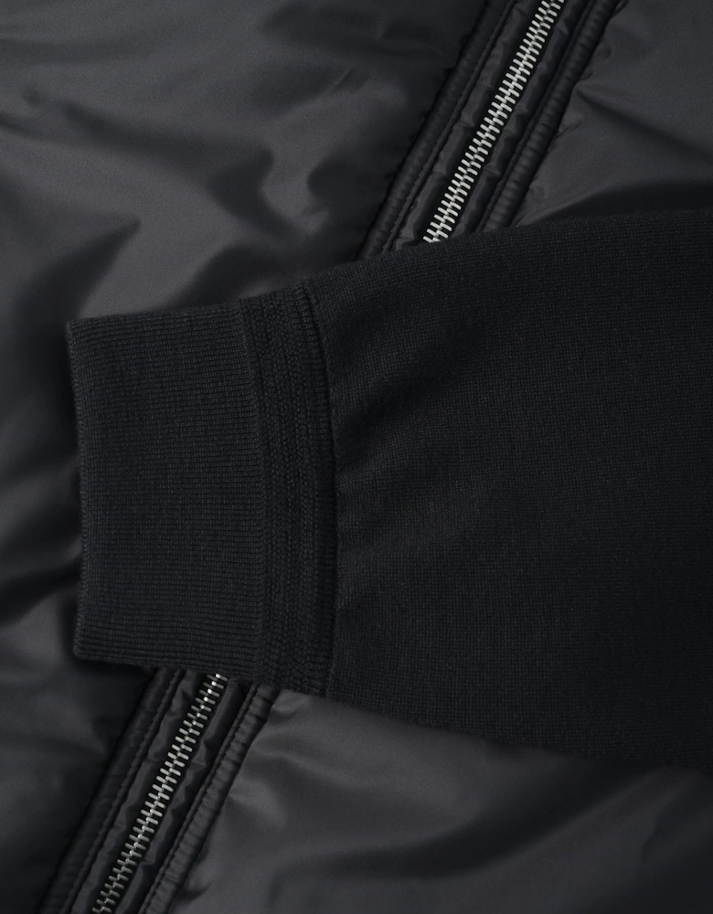 Nylon Front Merino Cardigan Black