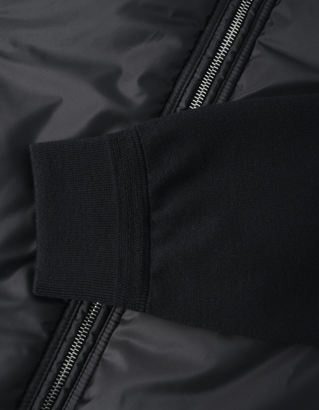 Nylon Front Merino Cardigan Black