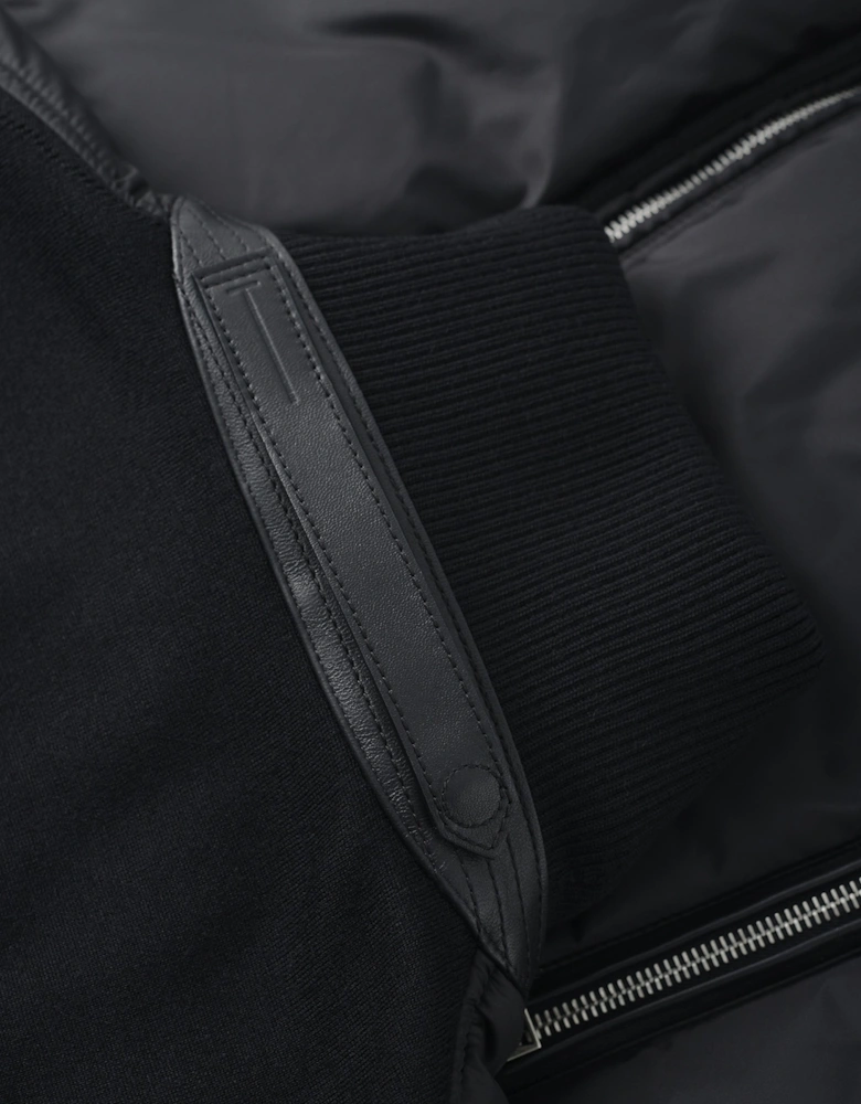 Nylon Front Merino Cardigan Black