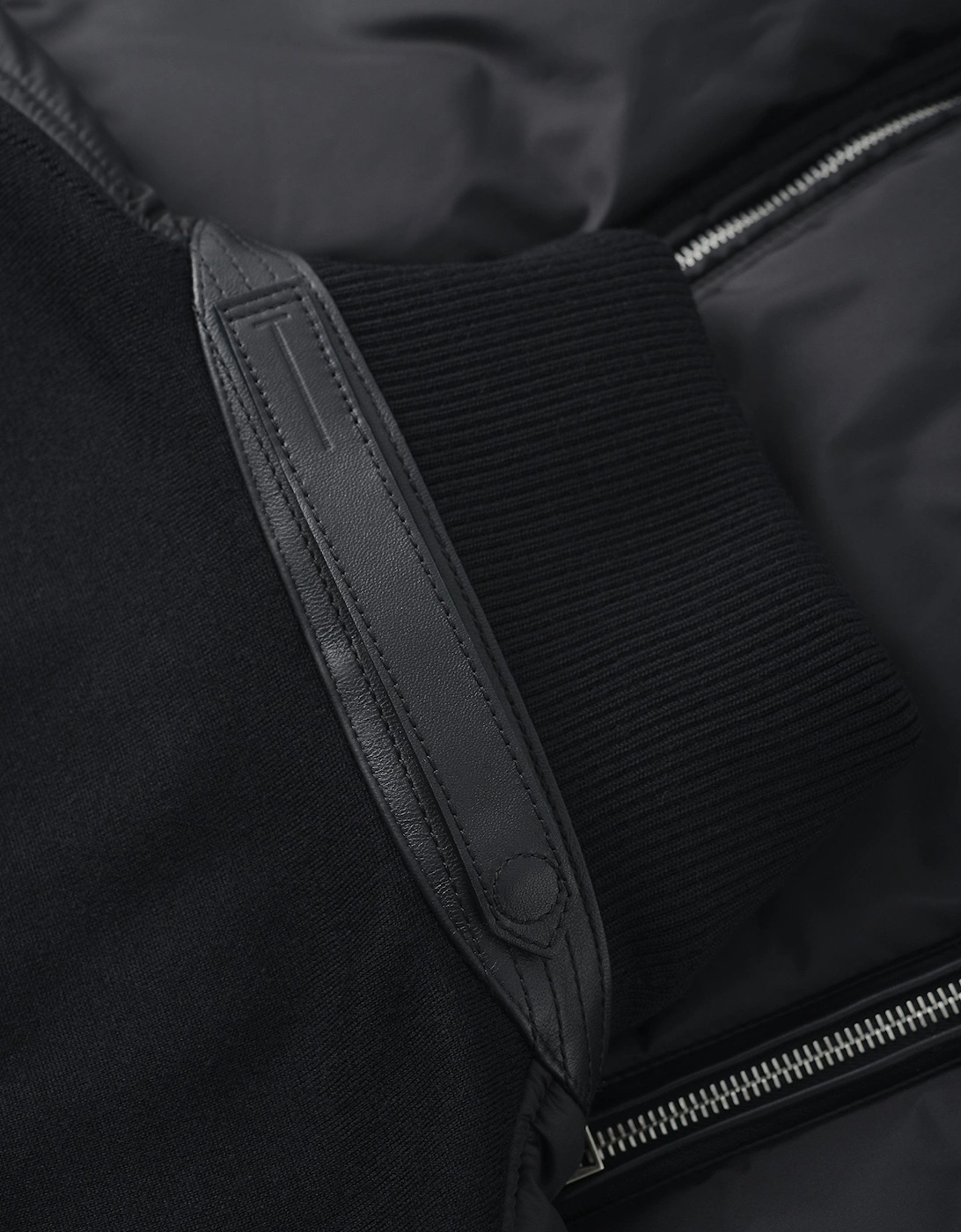 Nylon Front Merino Cardigan Black