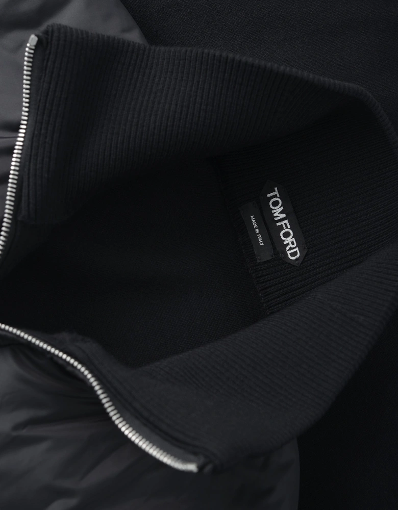 Nylon Front Merino Cardigan Black