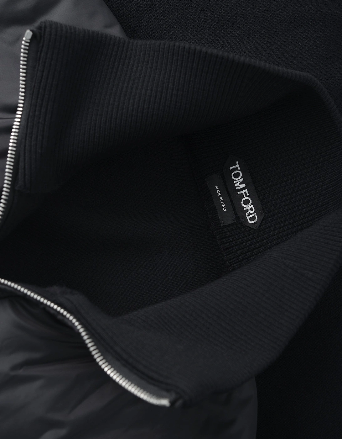 Nylon Front Merino Cardigan Black