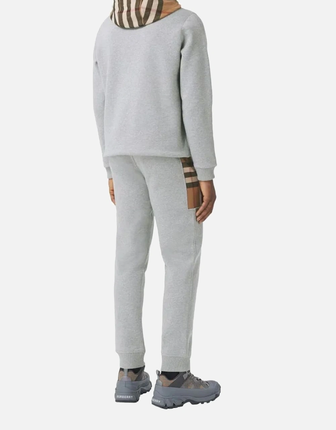 Check Panel Jogging Pants Camel Gray
