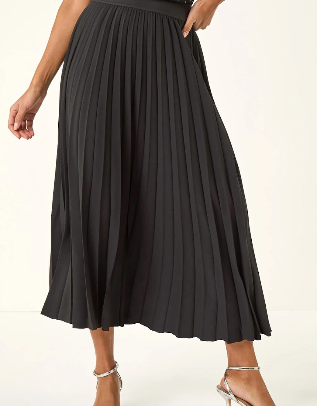 Pleated Elastic Waist Maxi Skirt, 2 of 1