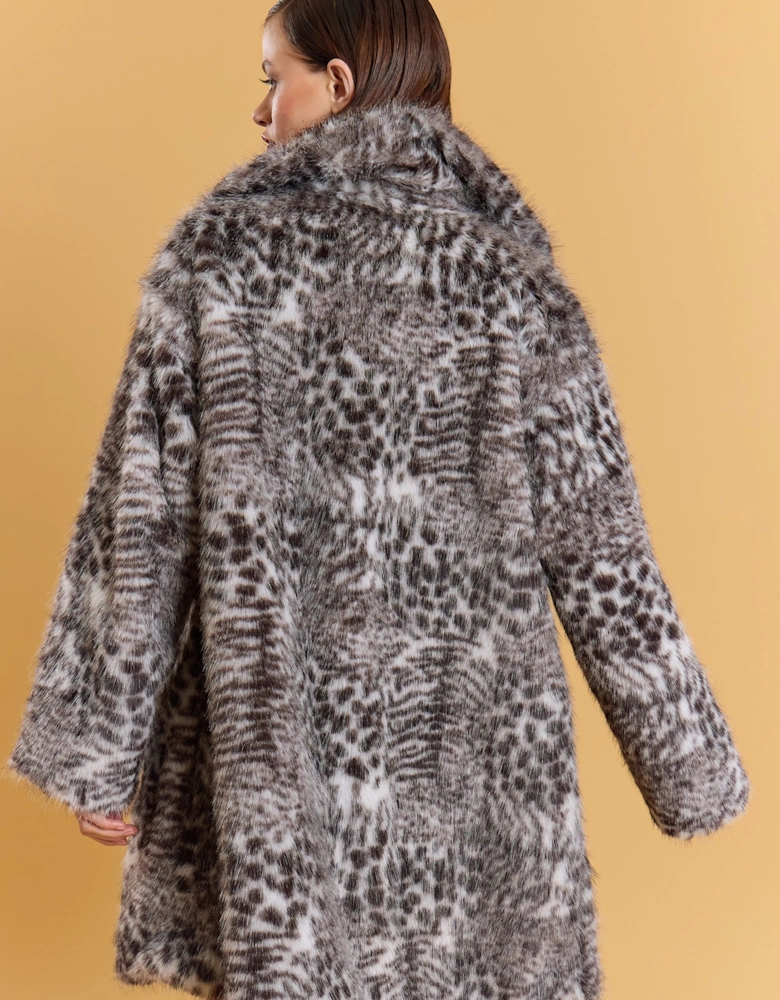 Animal Print Faux Fur Coat