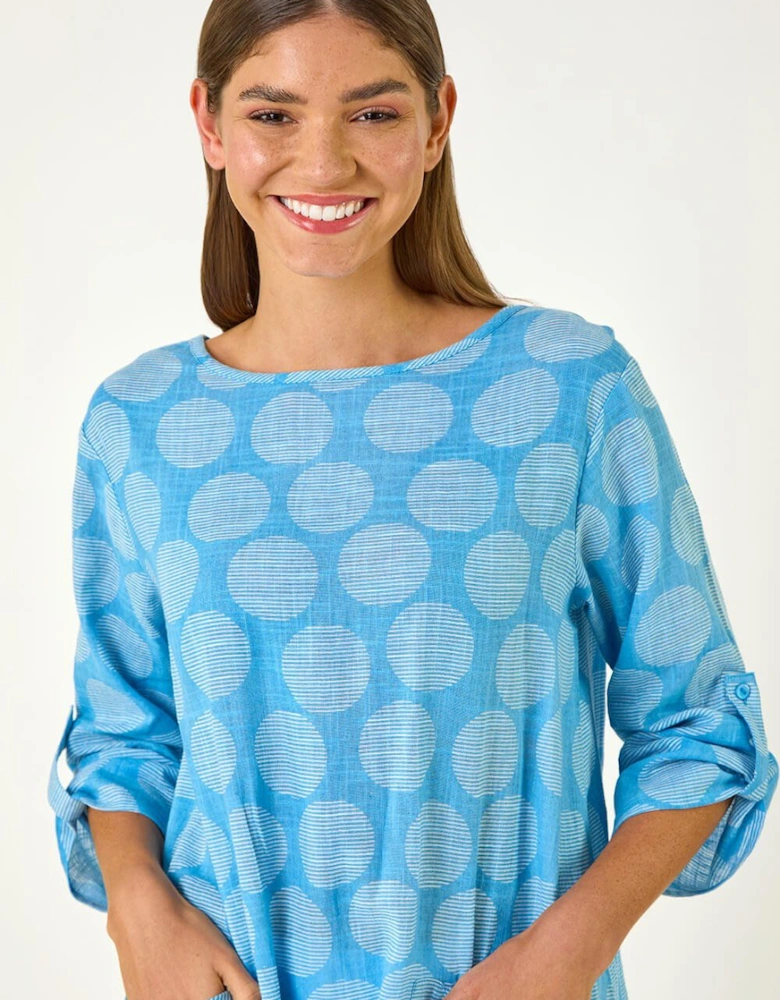 Spot Print Longline Tunic Top