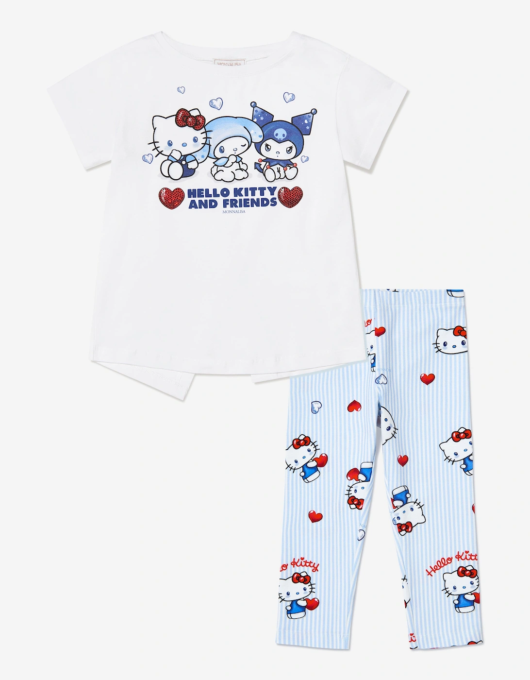 Monnalisa Girls White Hello Kitty And Friends Legging Set In  2 Years Size 2 Yrs Kids