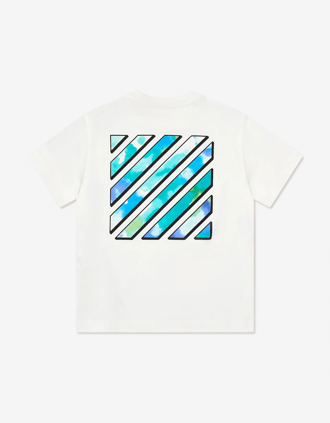 Kids Diagonal Watercolour T-Shirt in White