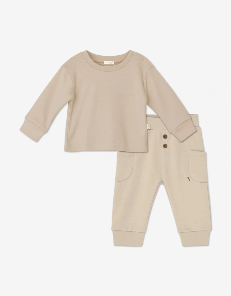 Baby Organic Cotton Trouser Set in Beige