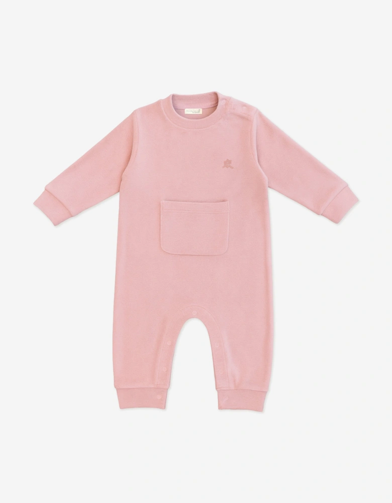 Baby Girls Cotton Fleece Romper in Pink