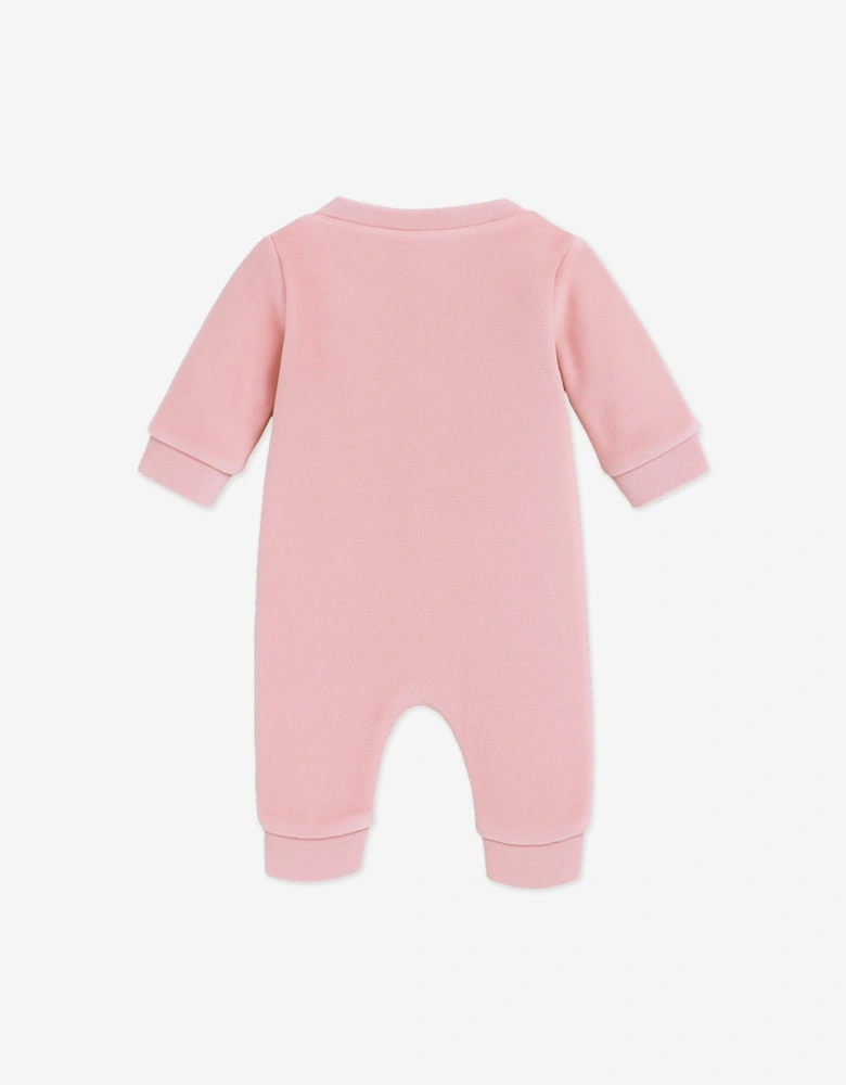 Baby Girls Cotton Fleece Romper in Pink
