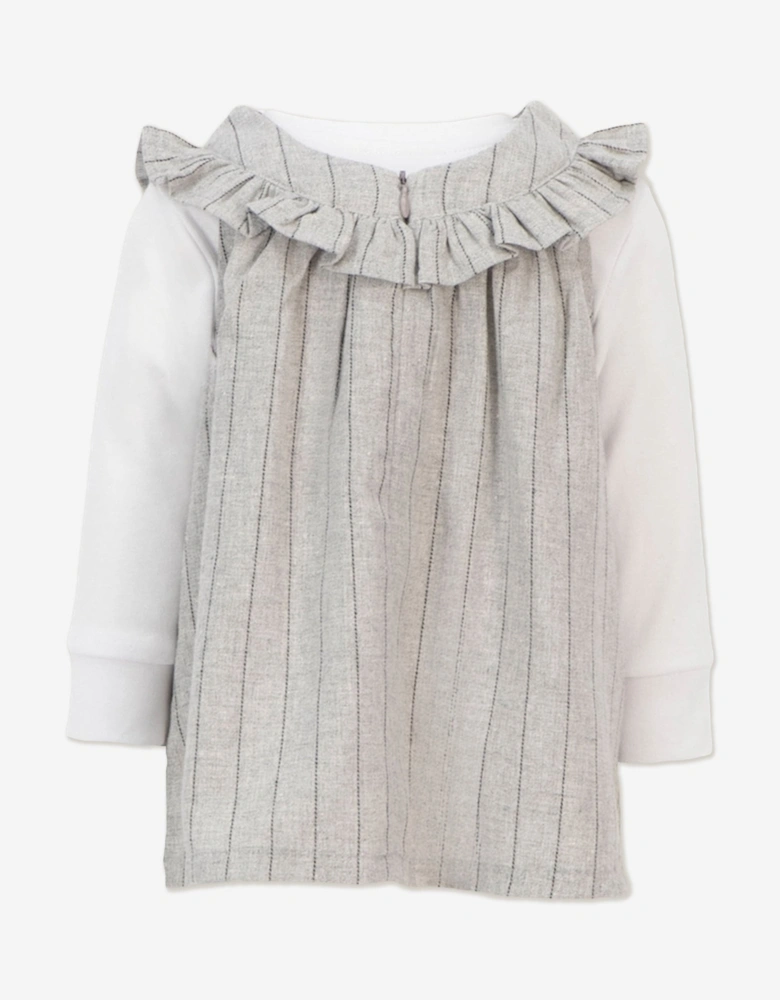 Baby Girls Ruffle Collar Dress and Blouse Set in Grey