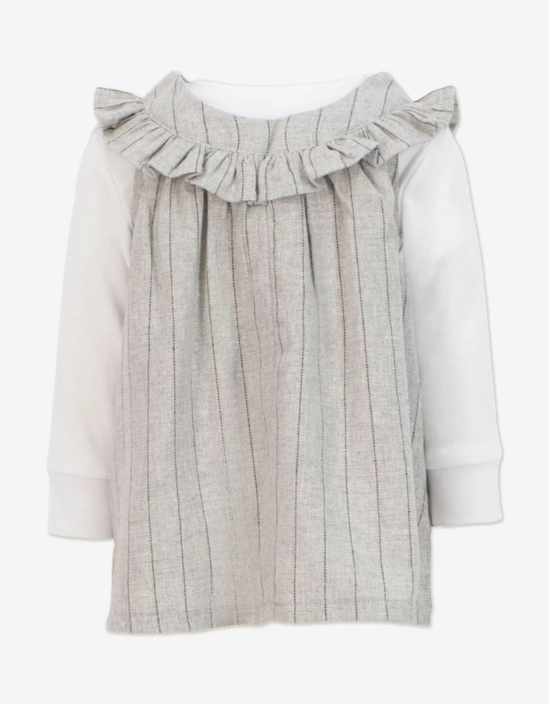 Baby Girls Ruffle Collar Dress and Blouse Set in Grey
