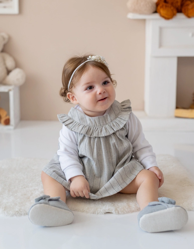 Baby Girls Ruffle Collar Dress and Blouse Set in Grey