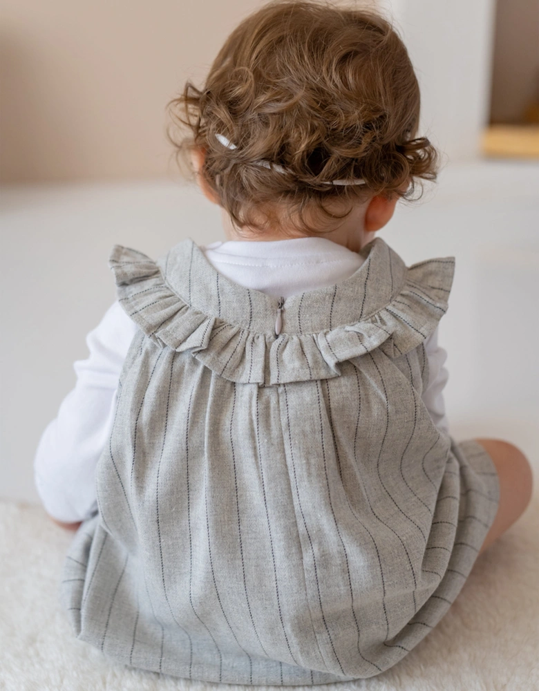 Baby Girls Ruffle Collar Dress and Blouse Set in Grey