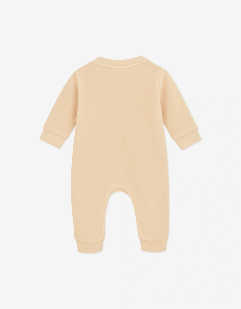 Baby Cotton Fleece Romper in Beige