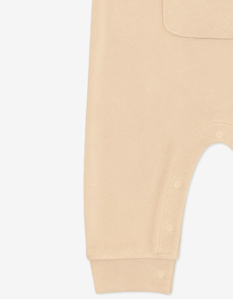 Baby Cotton Fleece Romper in Beige