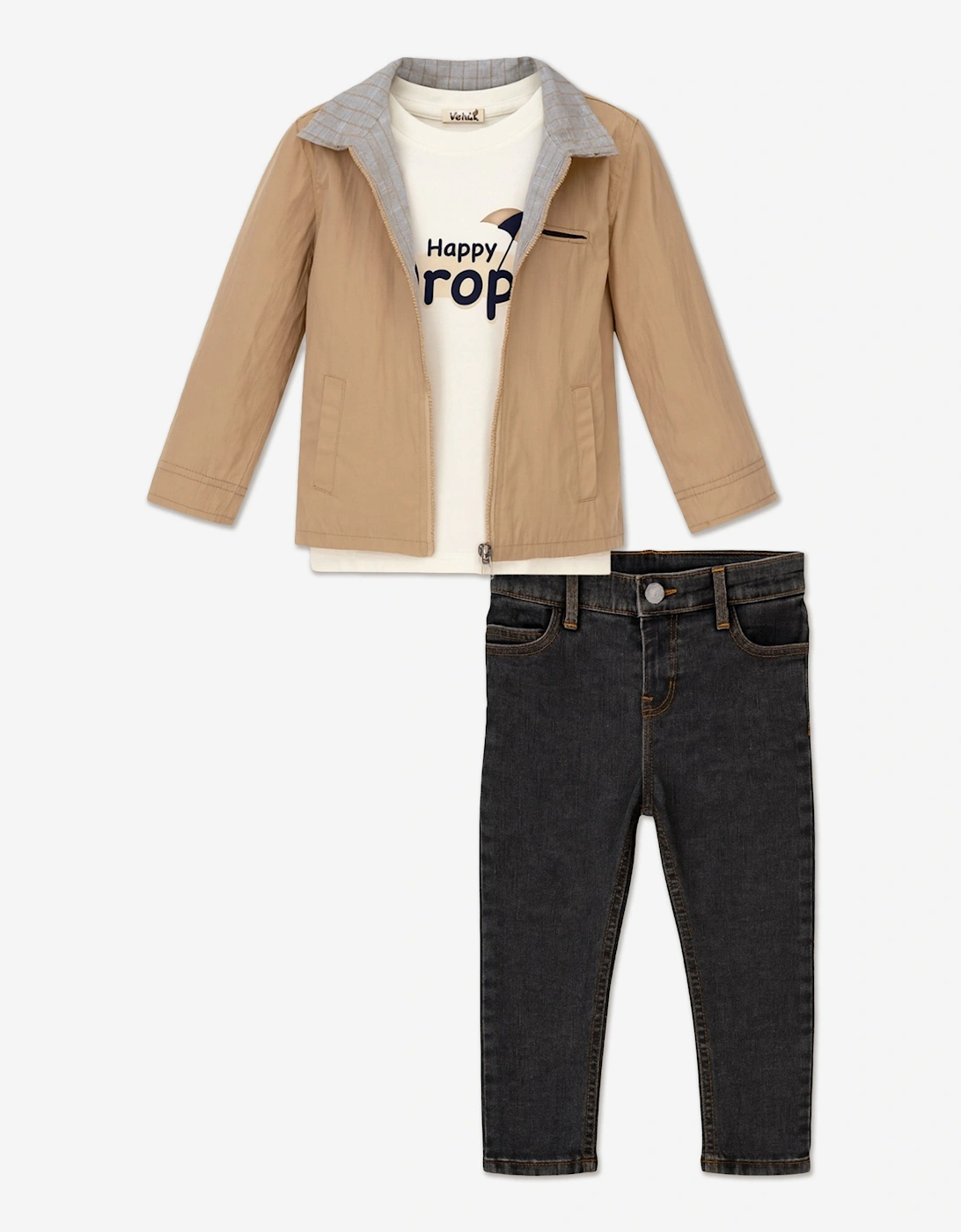 Boys 3 Piece Outfit Set in Beige, 9 of 8