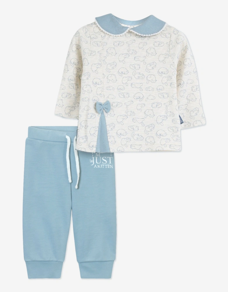 Baby Girls Blouse and Trouser Set in Blue
